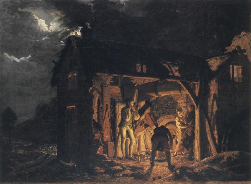 Joseph wright of derby An Iron Forge Viewed from Without Sweden oil painting art